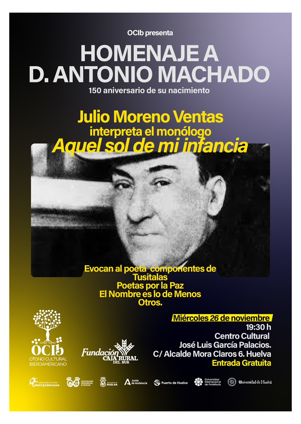 En este momento estás viendo El OCIb rinde homenaje a D. Antonio Machado en el 150 aniversario de su nacimiento